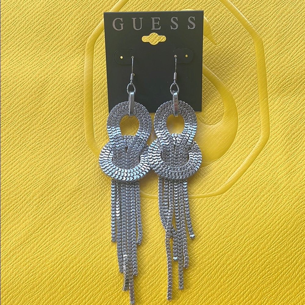 Guess Silver Dangle Earrings